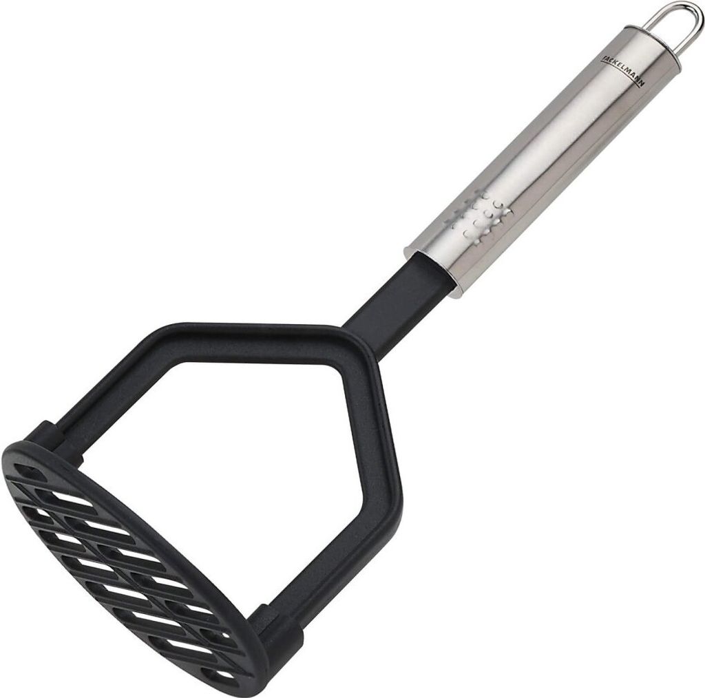 Fackelmann Kartoffelstampfer 25 cm OVALGRIFF, Kartoffelpresse für beschichtete Pfannen und Töpfe, Küchenhelfer aus hochwertigem Edelstahl und Ku...