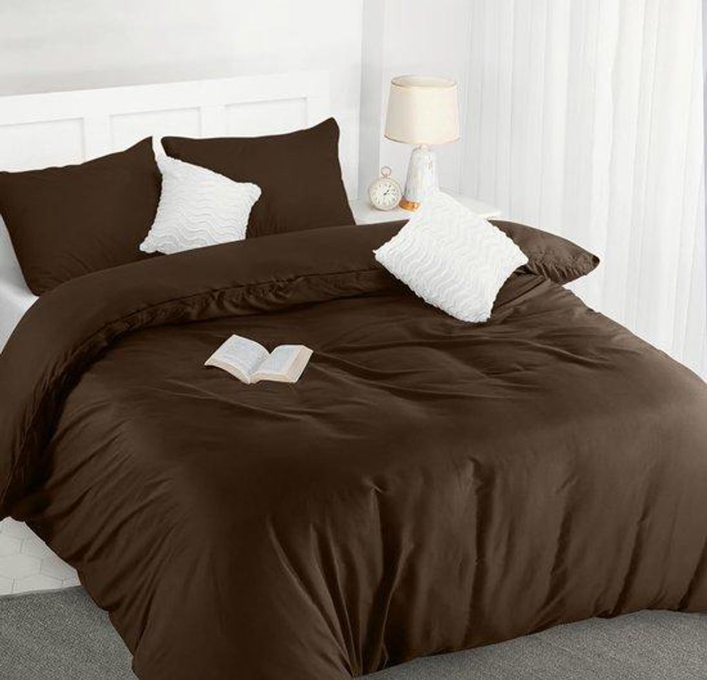 Famanu Bettwäsche Set - Weiches Mikrofaser Bettbezug 200x200cm mit Kissenbezügen 50x75cm - Braun