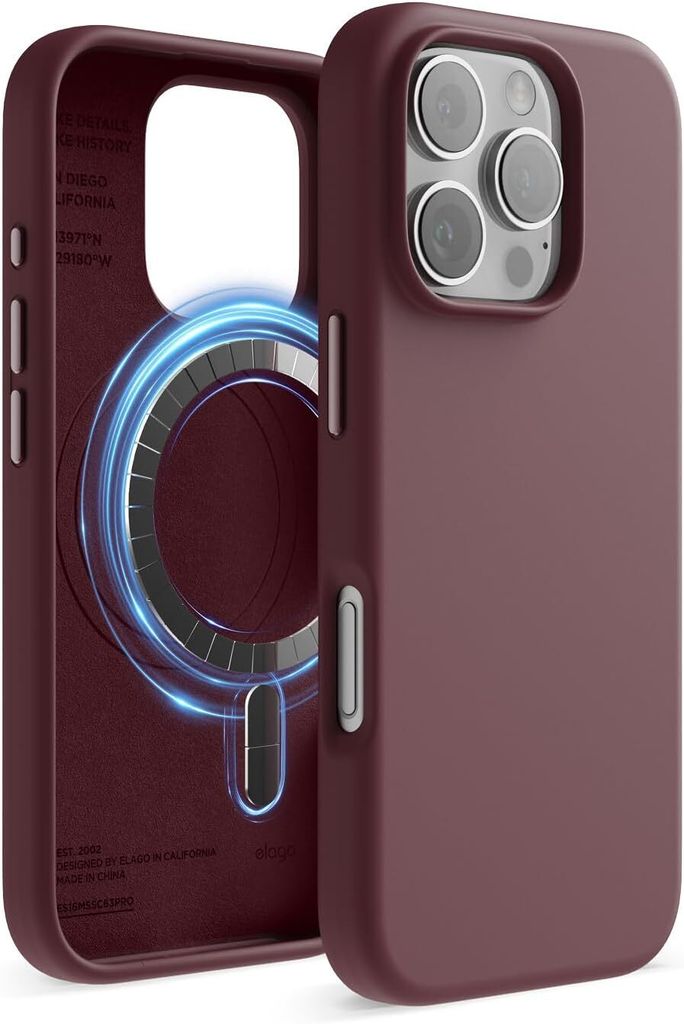 Elago MagSafe Silikonhülle für iPhone 16 Pro Burgund