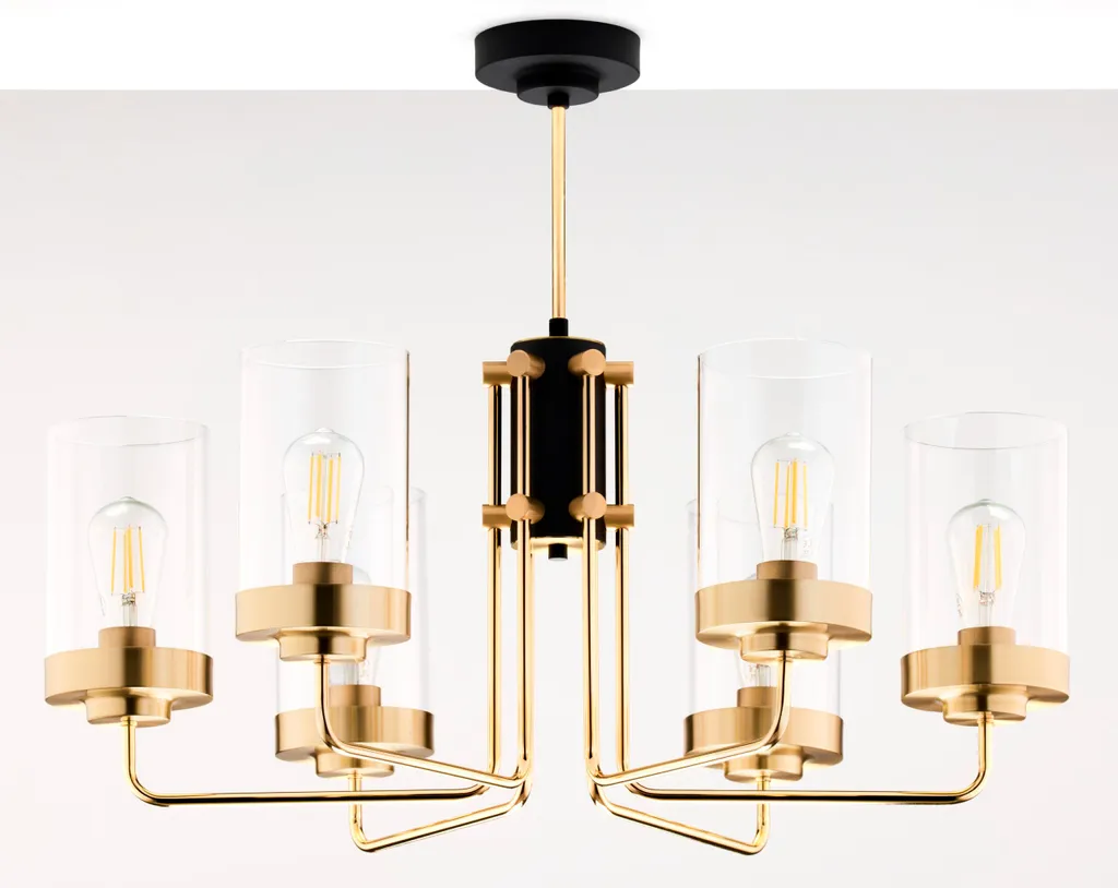 Lustre RAMIREZ 6xE27 - Solution éclairage puissant pour grand séjour noir
