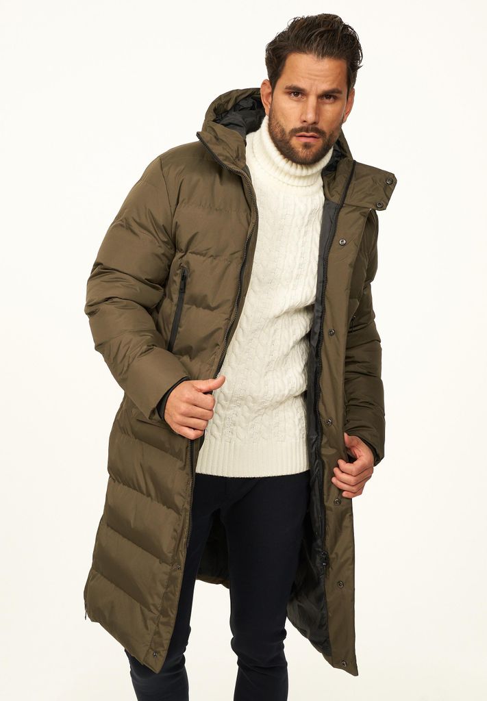 OneRedox Herren Parka mit Kapuze als Winterjacke - Langer Steppmantel Herren warme Pufferjacke Steppjacke - Langer Wintermantel
