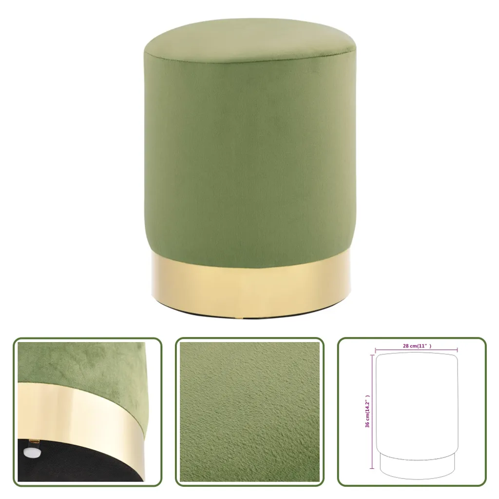 Sgabello Velluto Verde Senape e Oro | Design a Botte The Living Store - 5