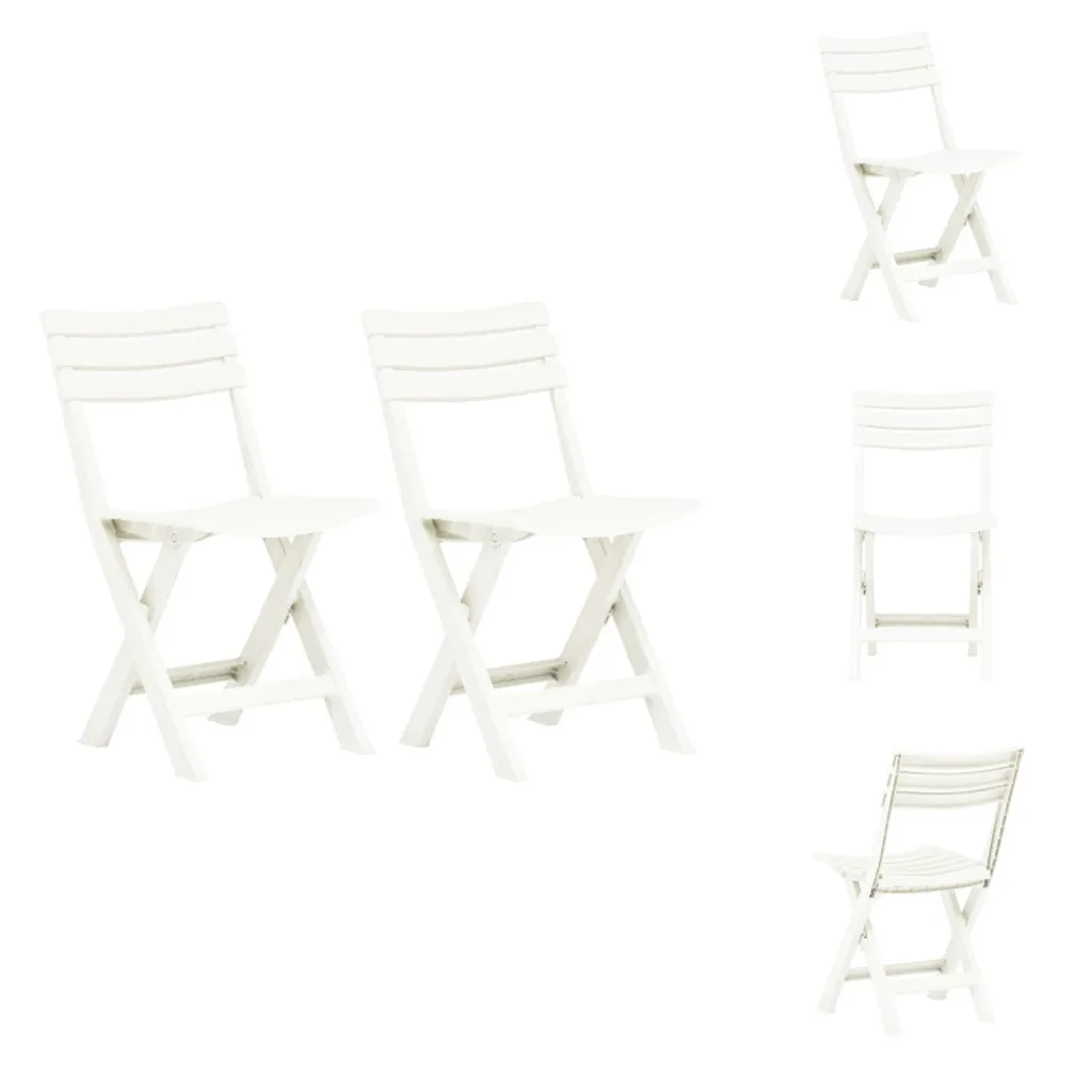 vidaXL Sedie da giardino pieghevoli 2 pz. Plastica bianca - Sedie da giardino