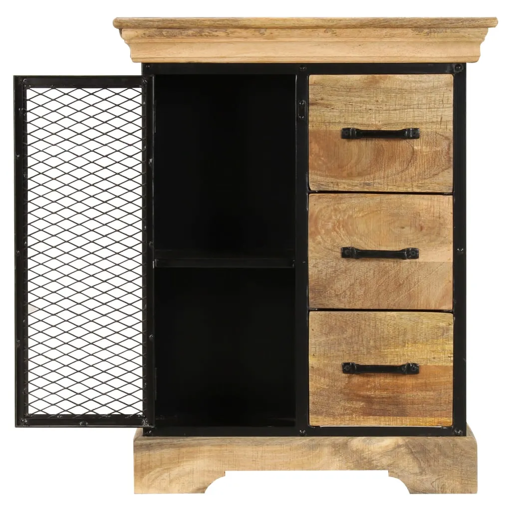 Petit buffet industriel bois massif de manguier pour optimiser l'espace