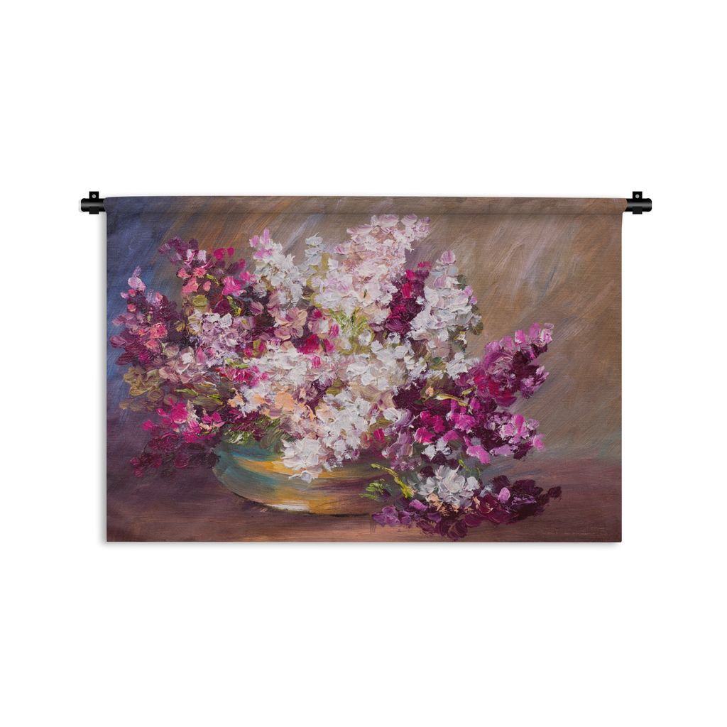 MuchoWow Wandteppich Wandbehang Ölfarbe - Flieder - Farben 60x40 cm Tapisserie Dekoration Wandtuch - Wanddekorationen