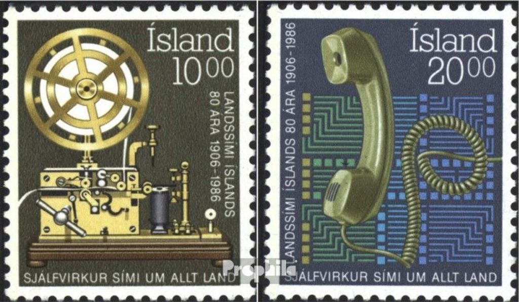 Briefmarken Island 1986 Mi 658-659 (kompl.Ausg.) postfrisch Telefon