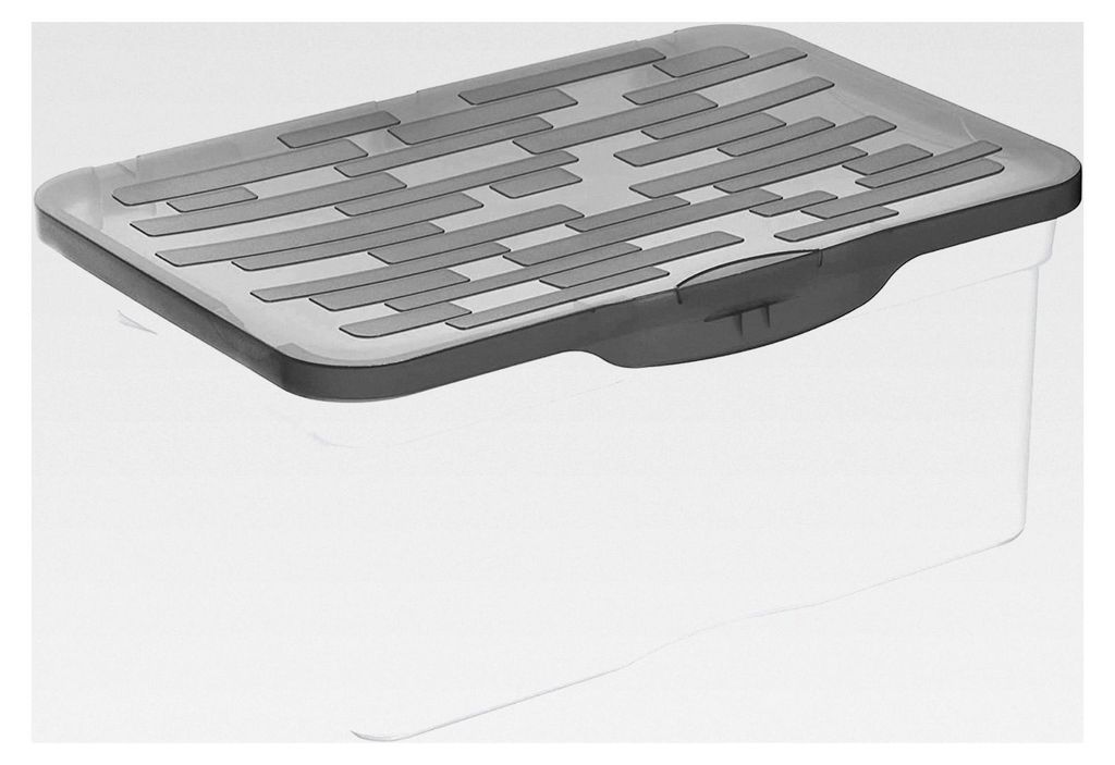 Aufbewahrungsbox 13l mit Deckel, Kunststoff (PP) BPA-frei, anthrazit, A4/13l (39,0 x 27,0 x 17,5 cm)
