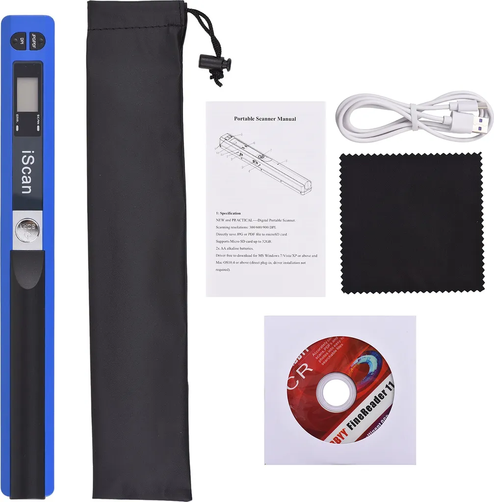Scanner portable A4 haute résolution 900 DPI iScan Mini bleu azur - 3