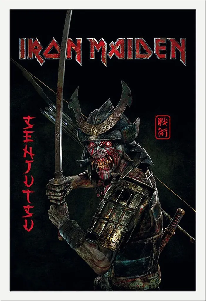 Iron Maiden Poster Senjutsu - Cadre Shinsuke® MDF Blanc, Vitre Acrylique