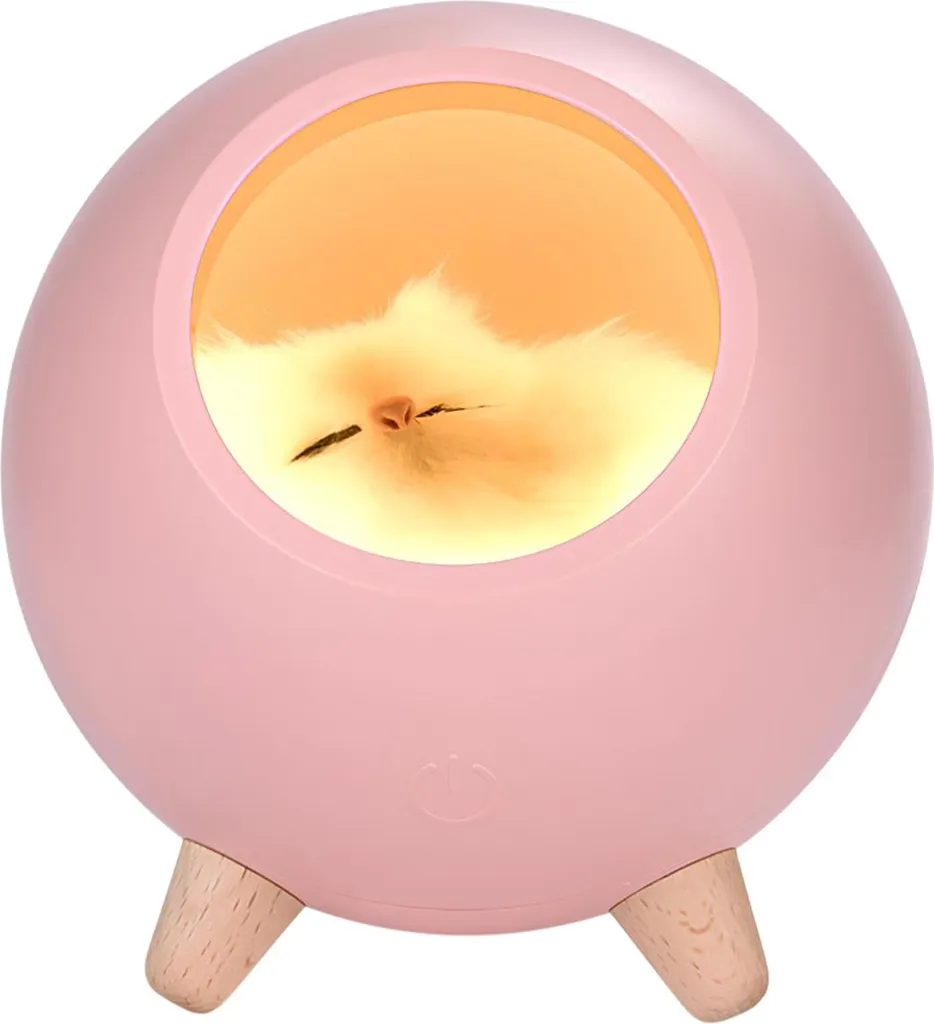 TechKidz Sleepy Cat Veilleuse Chat Rose pour Sommeil Bébé et Enfant