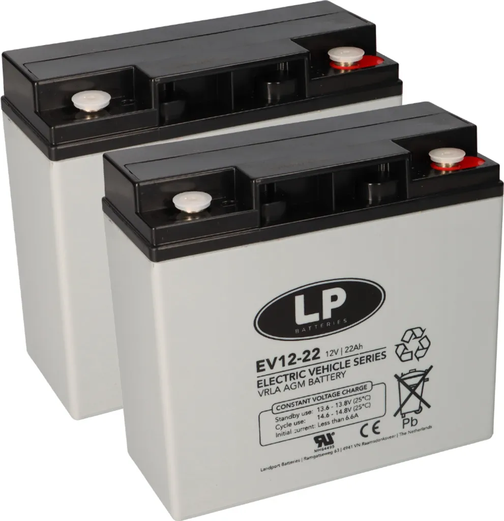 Batterie de rechange 12V 22Ah GreenStreet pour scooter électrique (Lot x2)