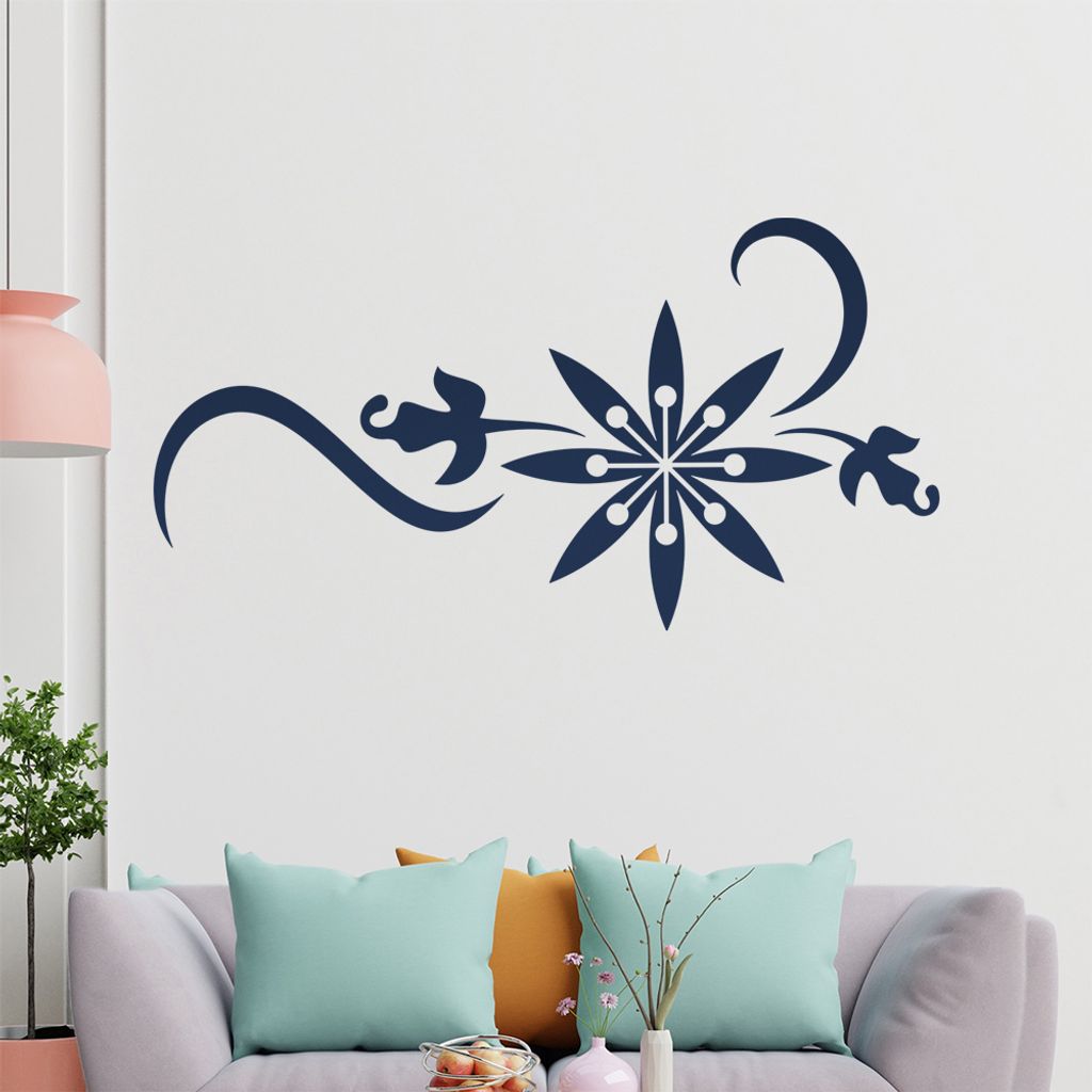 Blume - Linien Wandtattoo in 6 Größen - Wandaufkleber Wall Sticker - Dekoration, Küche, Wohnzimmer, Schlafzimmer, Badezimmer
