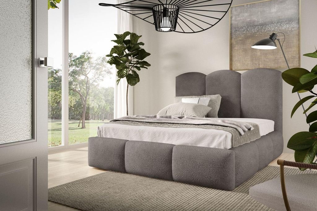 Doppelbett ROLANDA, gepolstert, 180x200 cm, grau
