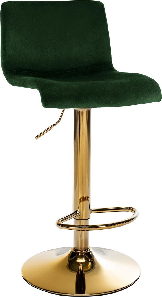 Barhocker PESAN - Samt Grün 39x36x83 cm Gold | Barstuhl Höhenverstellbar Mit Lehne Drehbar Tresenhocker Tresenstuhl Kneipenhocker Kneipenstuhl