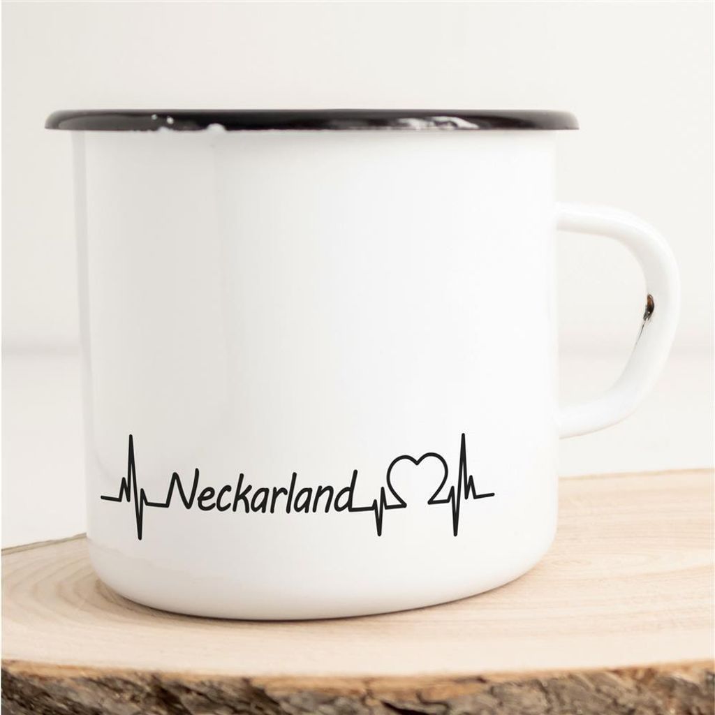 Huuraa Emaille Tasse Neckarland Geschenk Kaffeebecher Vintage 300ml Neckarland Präsent