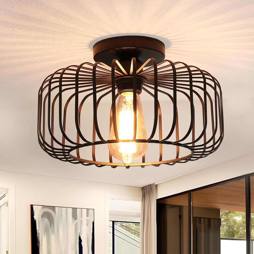 Deckenleuchte Schwarz 30cm, Modern Deckenlampe Metall E27, Produktbild 6
