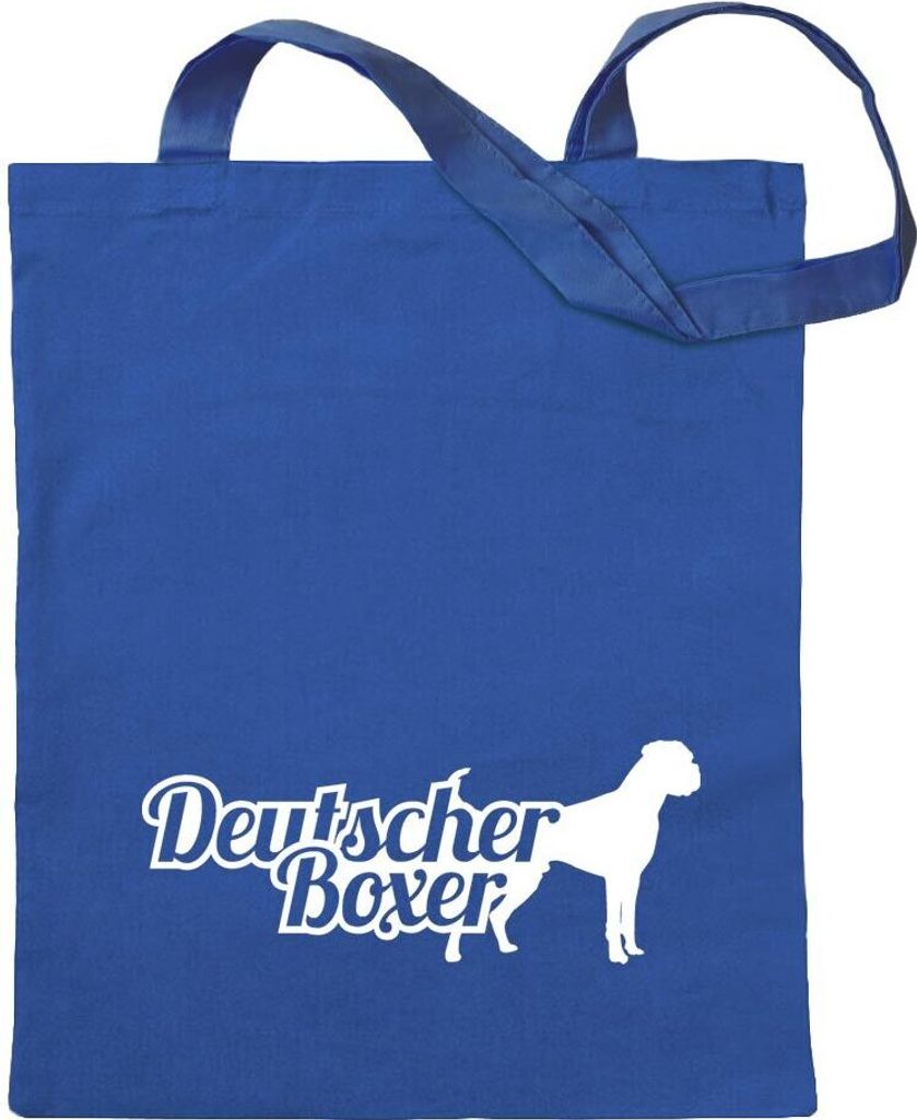 Kiwistar - Baumwolltasche - royalblau - Deutscher Boxer German - Tragetasche Stoffbeutel Umhängetasche Langer Henkel