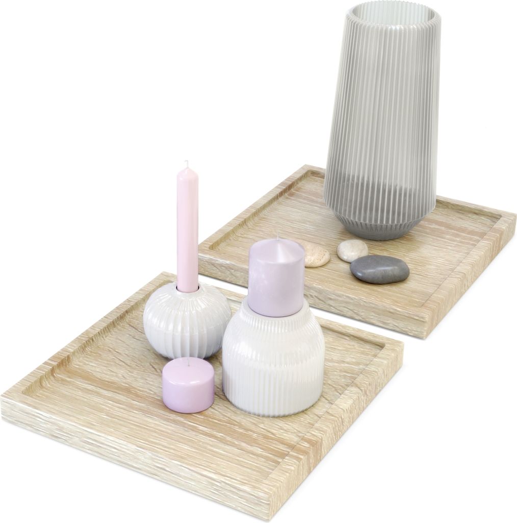 Vladon Dekoschale Maya, Germany, moderne Dekorationsschale eckig, Eiche Sägegrau, 2er-Set (20 x 1,8 x 20 cm)