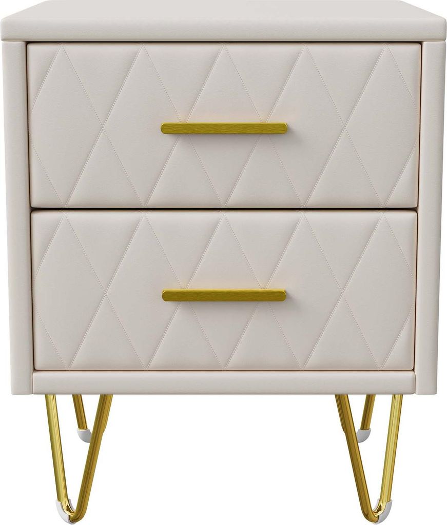 Fortuna Lai 2er Set Nachttisch Beige Polyurethan– Moderner Produktbild 