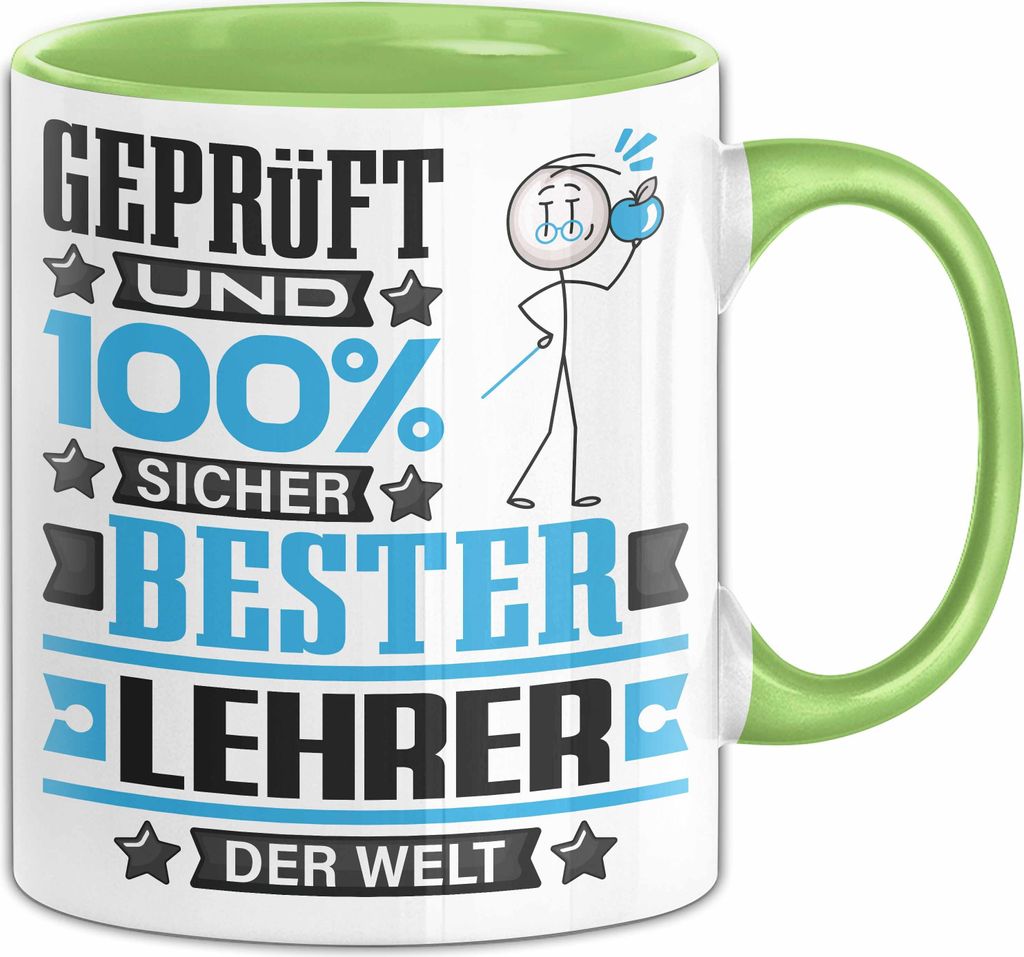 Lehrer Geschenk Lustiger Spruch für Lehrer Geschenkidee Bester Lehrer Der Welt (Grün)