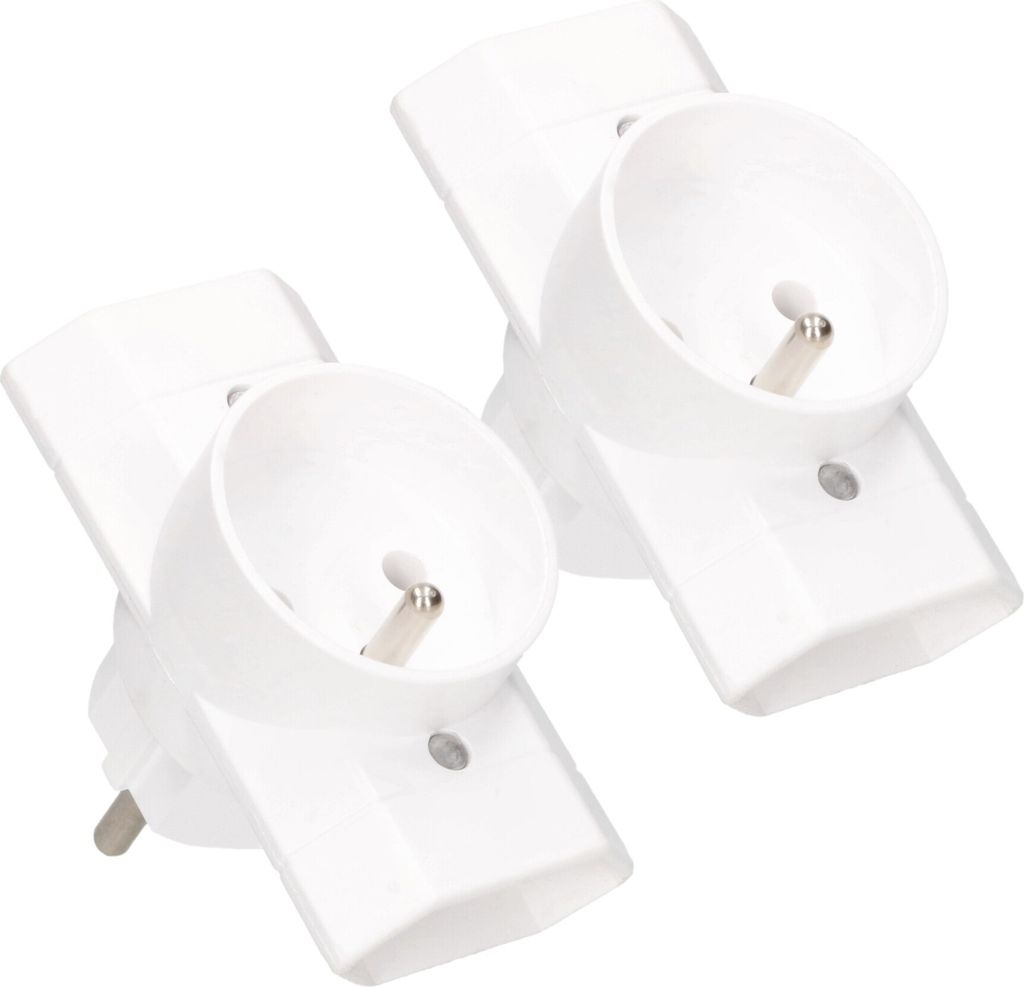 KOTARBAU 2er Set Mehrfachsteckdose Weiß Dreifachstecker mit Erdung Zwei flache eine runde Steckdose
