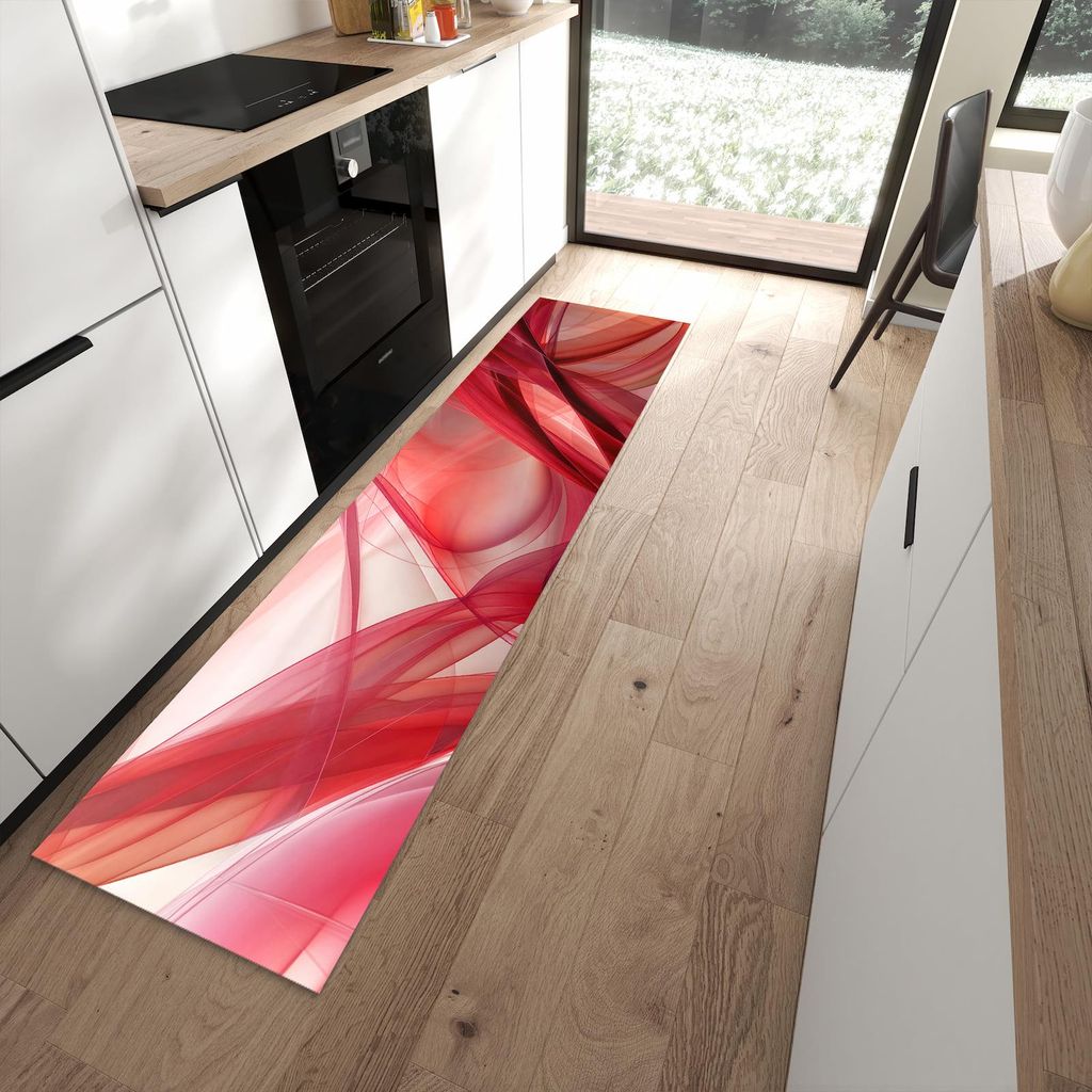 Küchenteppich 60x240cm rutschfest & abwischbar PVC Läufer - Abstrakte Schleier