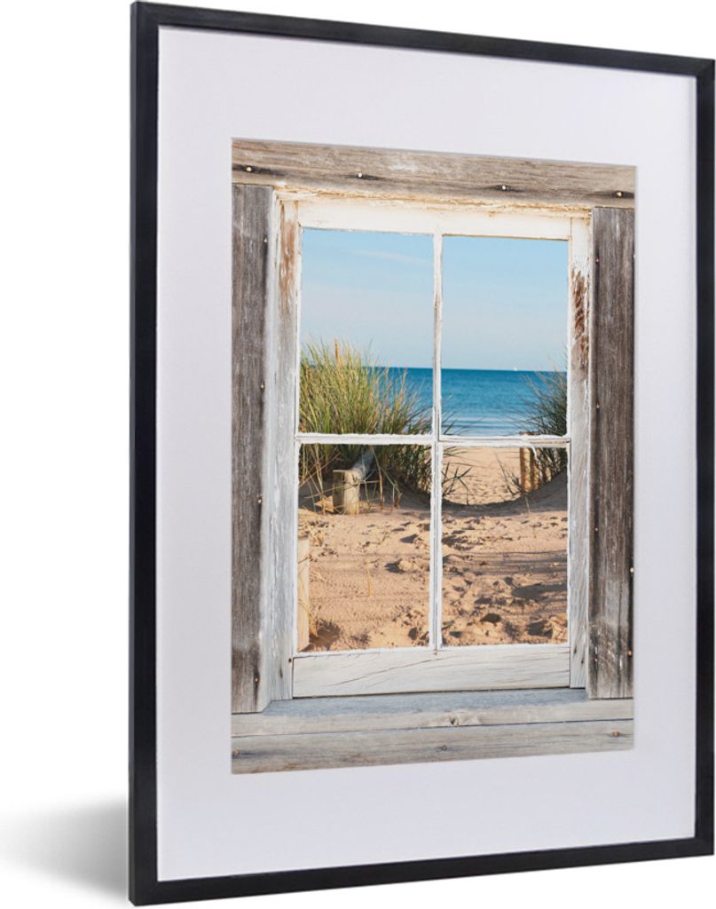 MuchoWow Gerahmtes Poster Aussicht - Strand - Meer 30x40 cm - Poster mit Schwarzem Bilderrahmen Wandposter Rahmen Foto Bilder - Wandposter Schlaf...