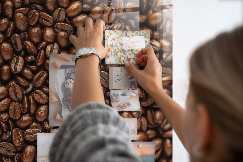 Magnetisch Tafel Magnettafel - Magnetpinnwand Memoboard - Notiztafel verschiedenen Designs - 90x60 cm - Kaffeebohnen