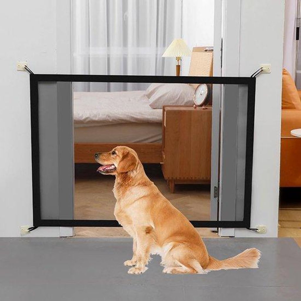 Sicherheitszaun für Hunde und Haustiere – Zauberhafte Türbarriere ohne Bohren für Treppen, Gänge und Türen (100 × 78 cm)