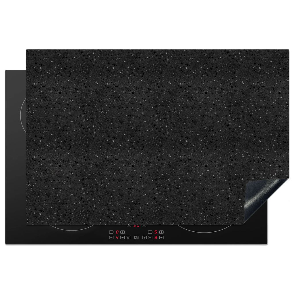 KitchenYeah Herdabdeckplatte Granit - Schwarz - Grau , 76x51cm, Küche Deko, Glaskeramikkochfeld Herdabdeckung, Abdeckplatte fùr Kochfeld