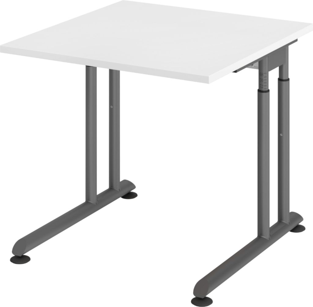 bümö Schreibtisch Serie-Z - Nachbildung: Weiß, Größe: 80 x 80 cm, Gestell: Graphit