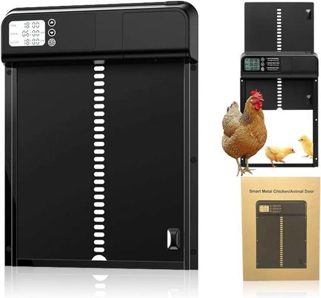 Porte Poulailler Étanche avec Minuterie LCD et Structure Aluminium Durable