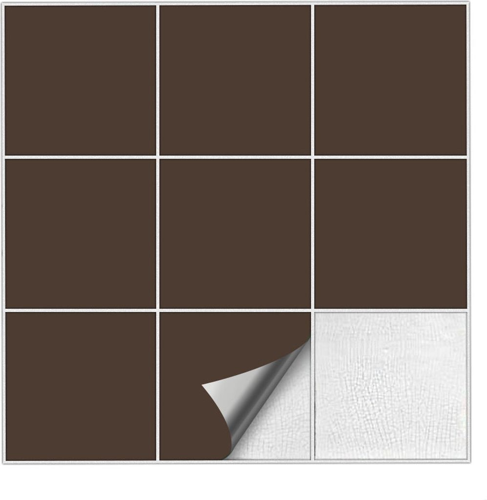 Fliesenaufkleber Für Bad, Küche etc Braun 80 matt 19,5 x 19,5 cm 25 Stück