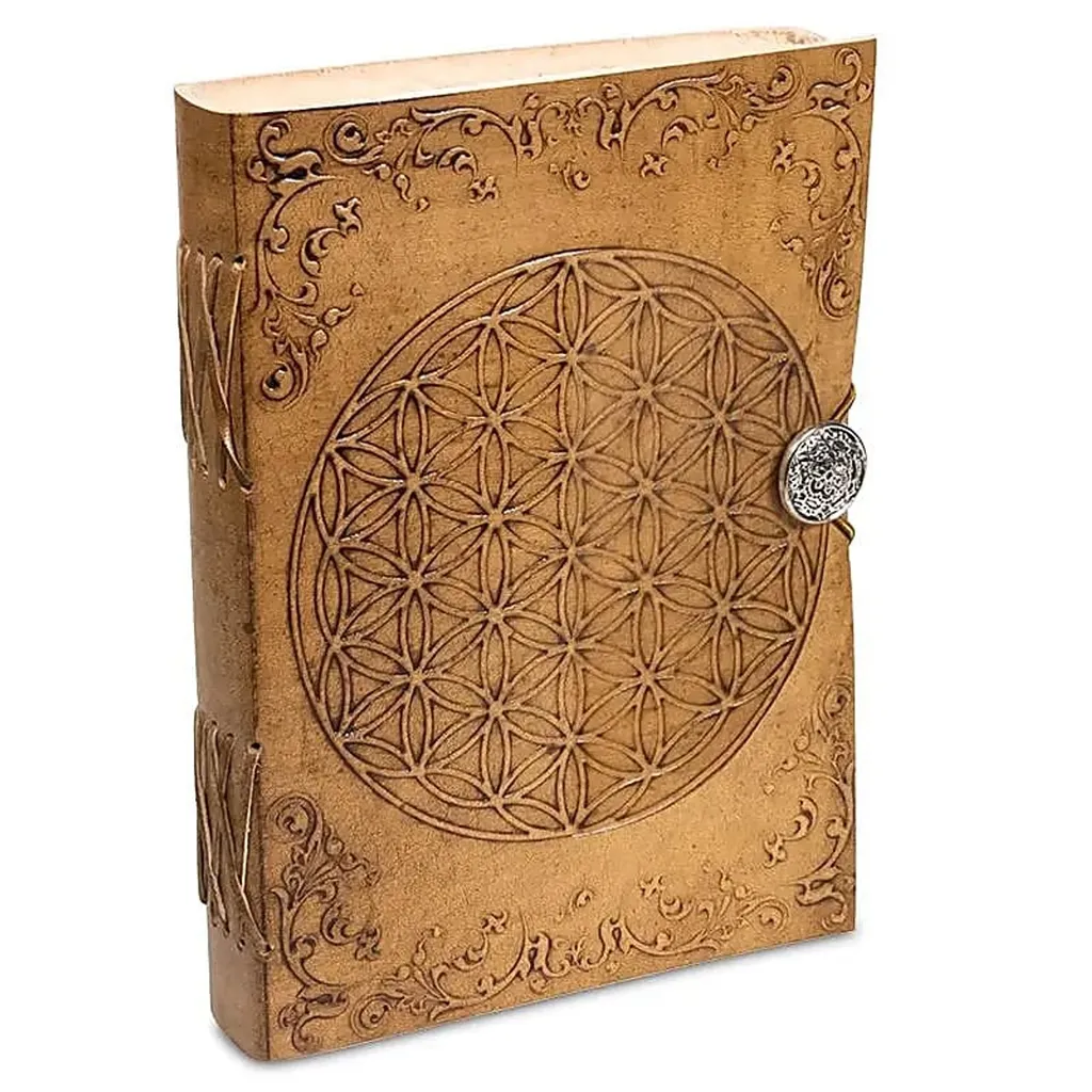 Carnet Fleur de Vie 250 g : Protégez vos Notes en Simili Cuir Noir