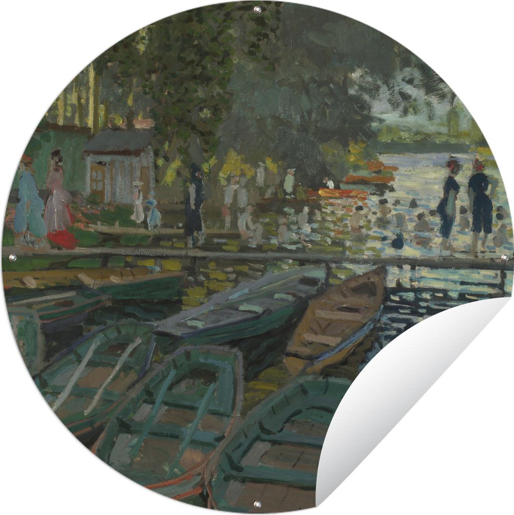 MuchoWow Gartenposter Outdoor-Poster Rund Badende in La Grenouillère - Gemälde von Claude Monet Ø 150 cm Gartendeko Rundes Poster draußen