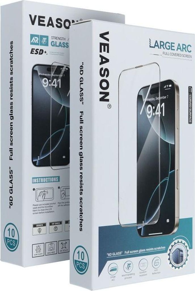 6D Pro Veason Glas (SET 10in1) - passend für Iphone 12 Pro Max schwarz