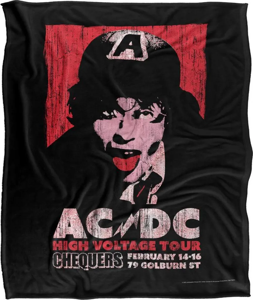 Couverture AC/DC High Voltage Anti-Froid Douceur Soyeuse Noir Rouge 1975