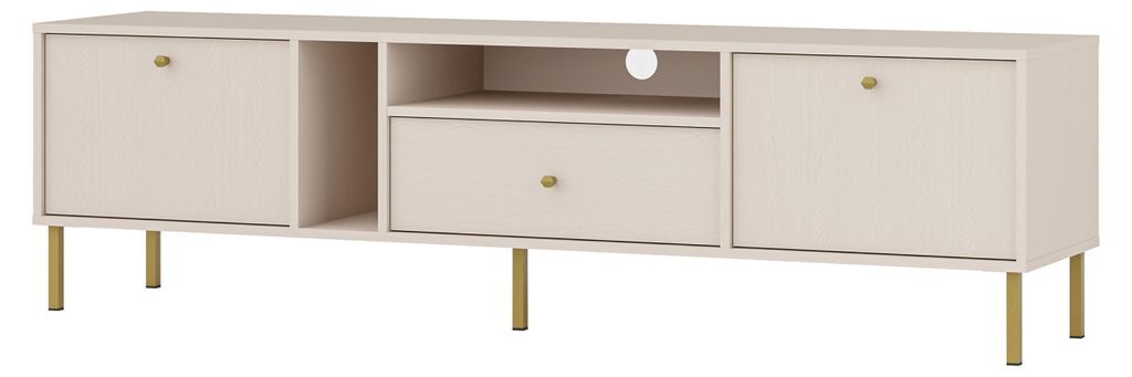 Masseno TV-Schrank TORINO 180 cm Fernsehschrank mit 1 Schubladen und 2 Türen TV-Lowboard für Wohnzimmer Modern 180x40,8x50 cm Beige / Beige