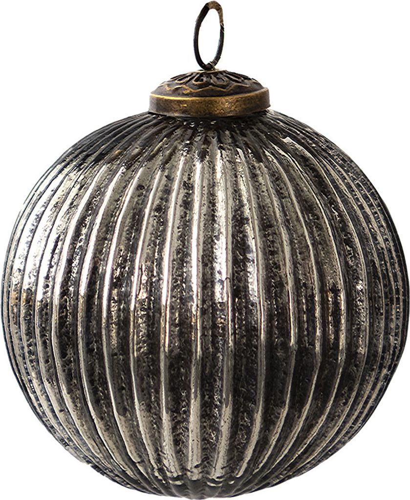 Clayre & Eef Weihnachtskugel Ø 10 cm Schwarz Silberfarbig Glas