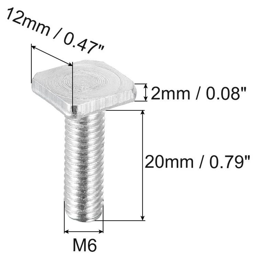 10 Stš¹ck Quadratische Kopfschraube M6x20mm Vollgewinde Kohlenstoffstahl Grad 4.8 Quadratische Maschine Schrauben