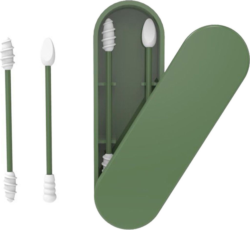 Silikon Wattestaebchen Stick wiederverwendbare tragbare und reinigbare Ohr Q-Tip Grobe Reibung Wattestaebchen fuer Ohrreinigung Make-up 2 Stueck