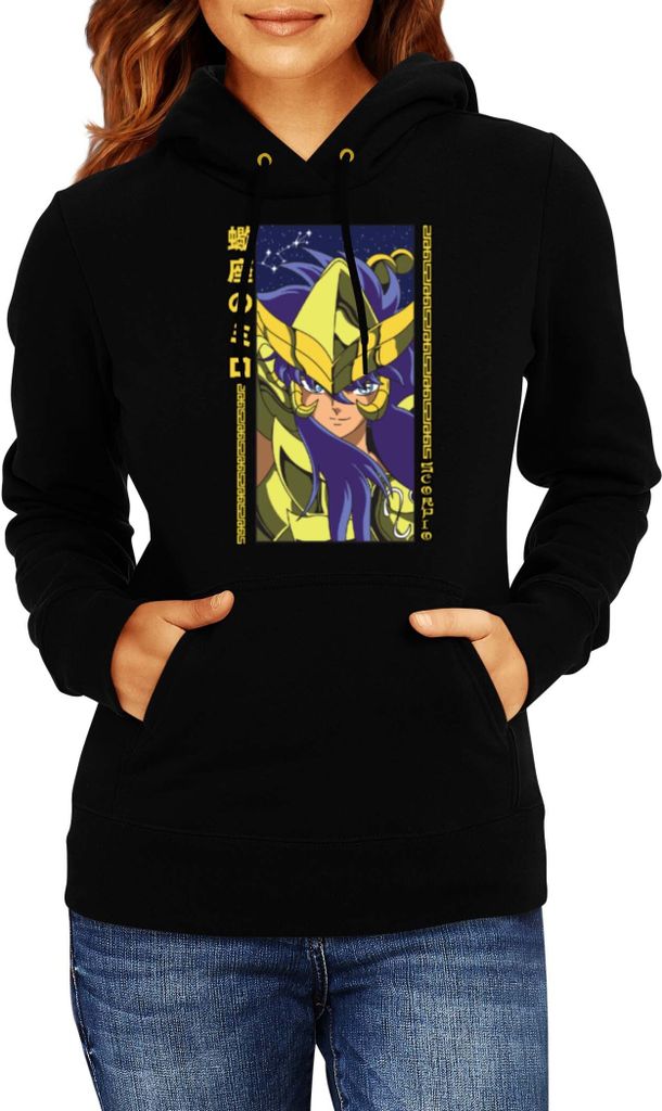 Damen Kapuzenpullover Japan Anime Manga Saint Anime Seiya Scorpio Scorpio, Lady 2XL / Schwarz