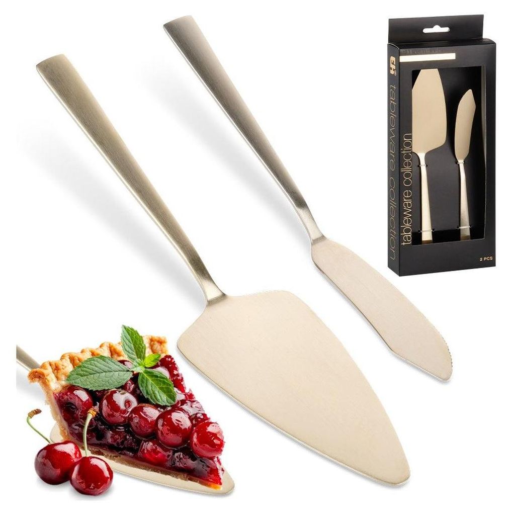Tortenspachtel- und Messerset, 2-teilig, Stahl, gold, EXCELLENT HOUSEWARE 139749