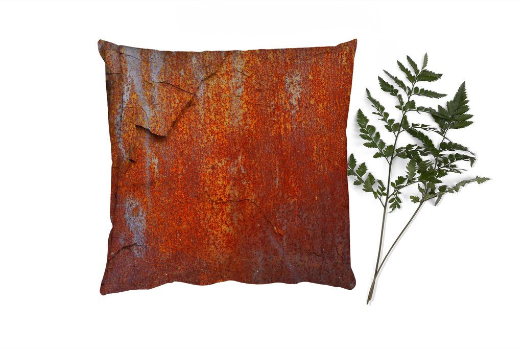 MuchoWow Zierkissen Sofakissen Wohnzimmer Dekokissen 60x60 cm Industriell - Stahl - Rost - Sitzfläche - Foto Polster