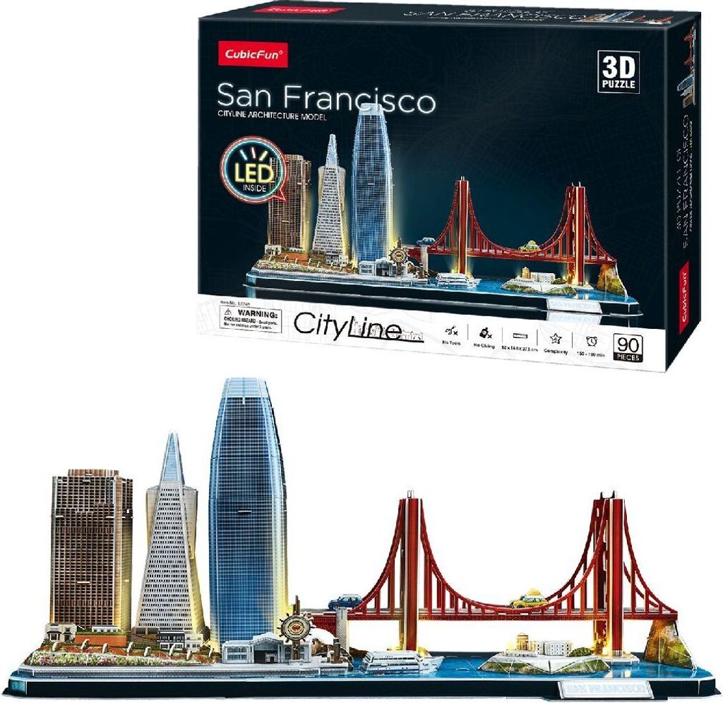 Cubic Fun 3D Puzzel City Line San Francisco + LED Verlichting 90 Stukjes