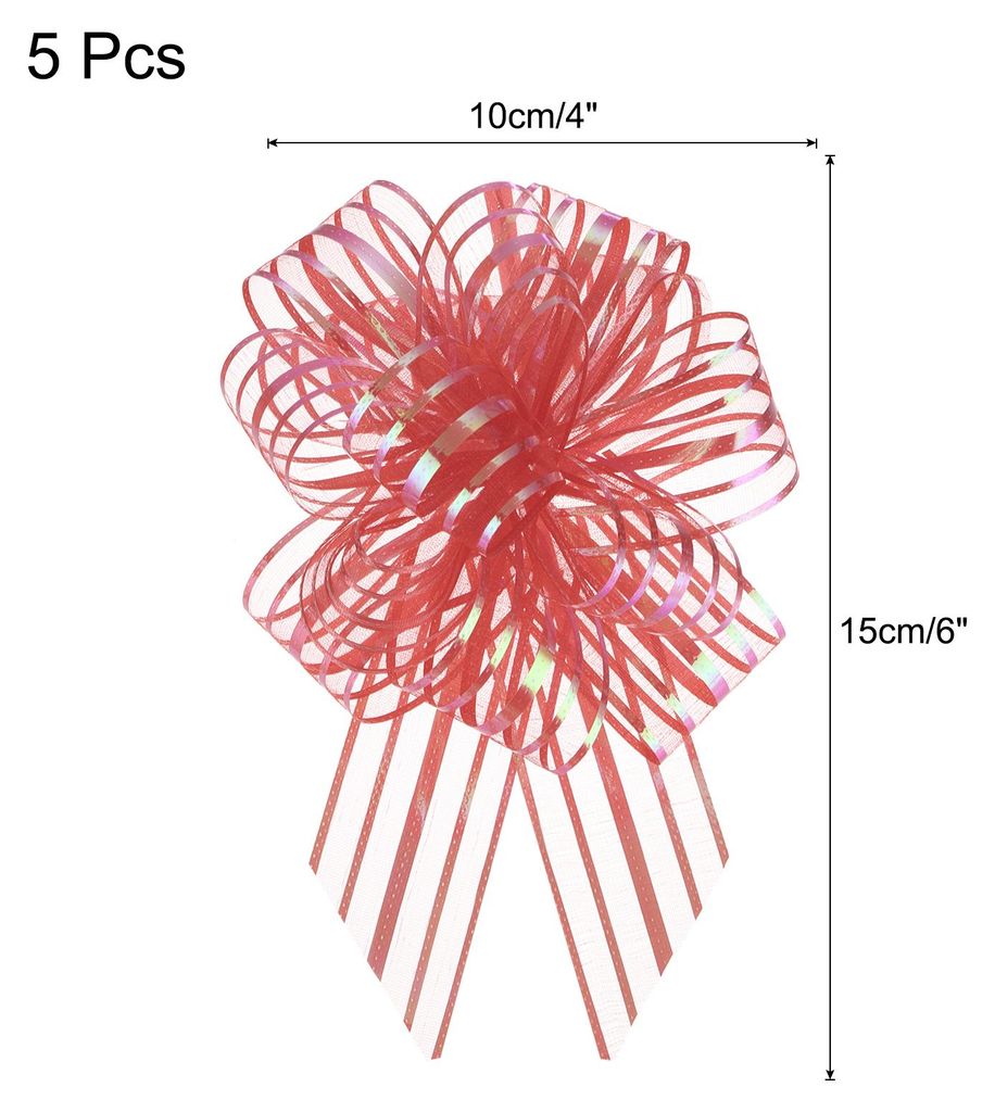 5 Stš¹ck 10 cm Geschenkschleifen Organza Gro?e Zug Schleife Metallische Geschenkverpackung Schleifenband Chiffon Garn Dunkelrot fš¹r Hochzeitsk...