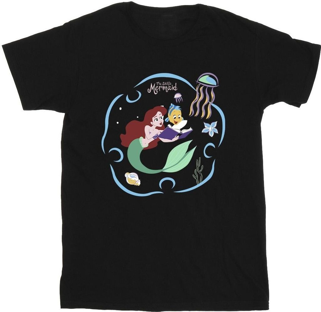 Disney - "The Little Mermaid Reading A Book" T-Shirt für Herren BI50144 (S) (Schwarz)