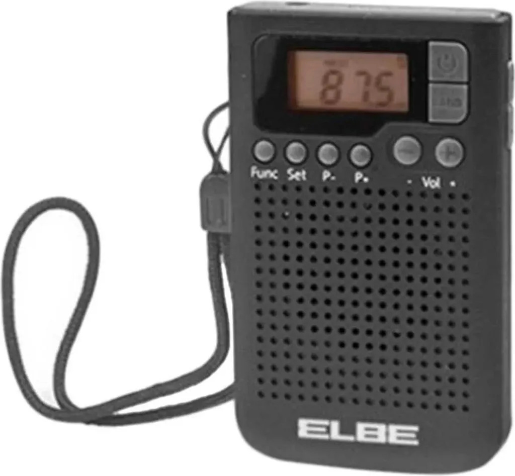 Elbe RF-93 Radio Tascabile Nera - 20 Memorie AM/FM e Display LCD