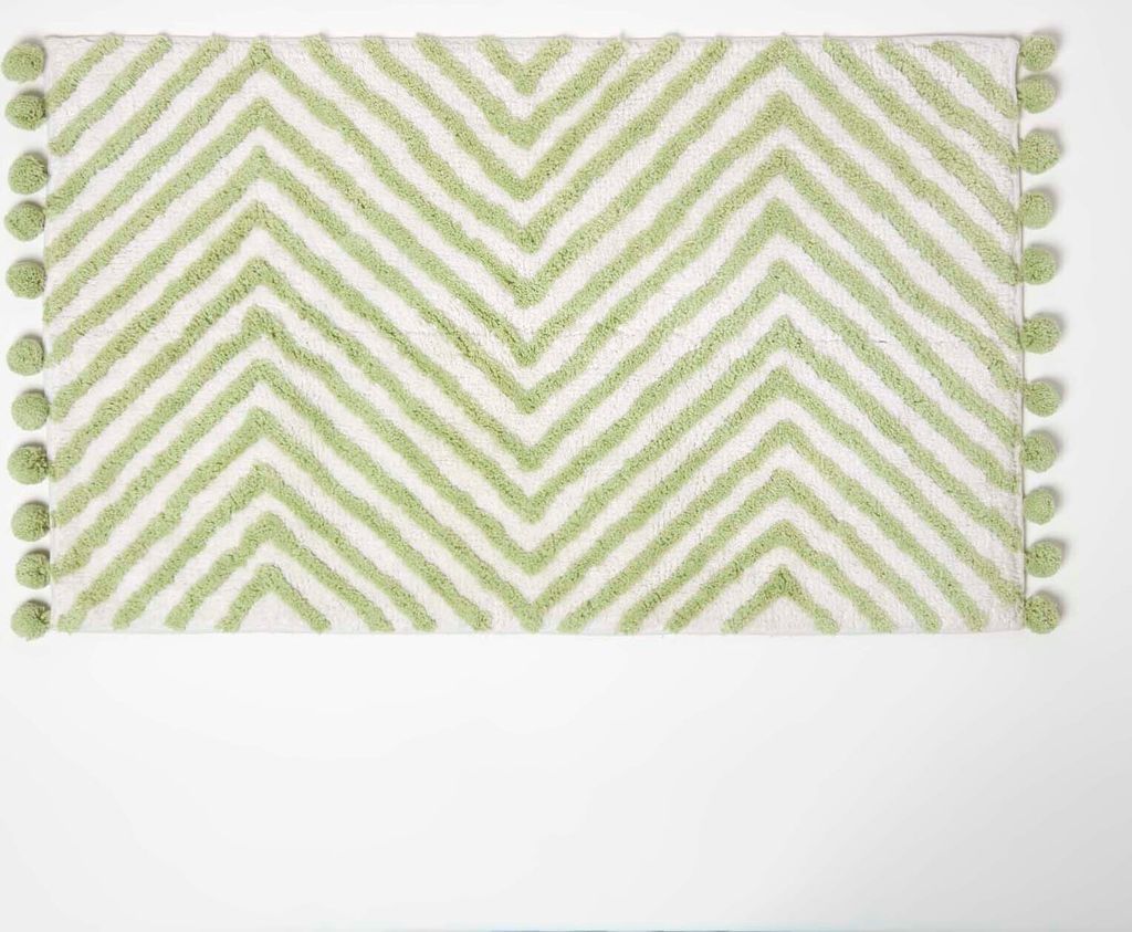 HOMESCAPES Badteppich grün mit Zickzack-Muster - Badematte Produktbild 