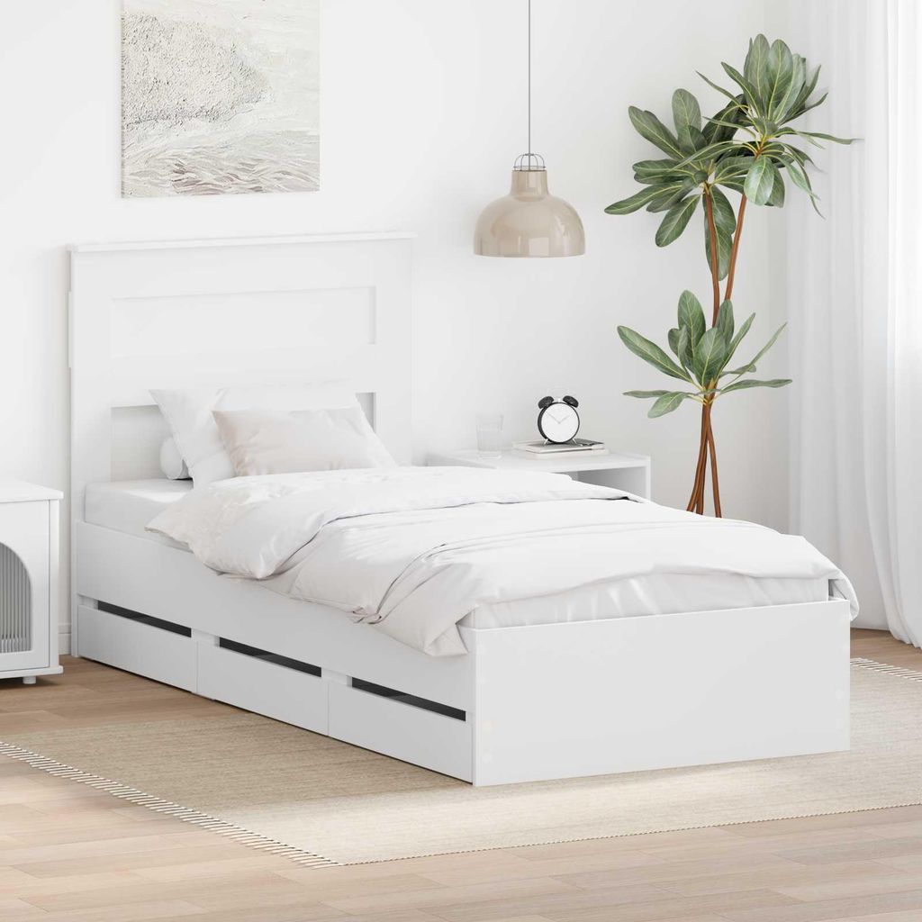 Maison Exclusive - Bettrahmen mit Schubladen Weiß 90 x 190 cm Ingenieurs Holz
